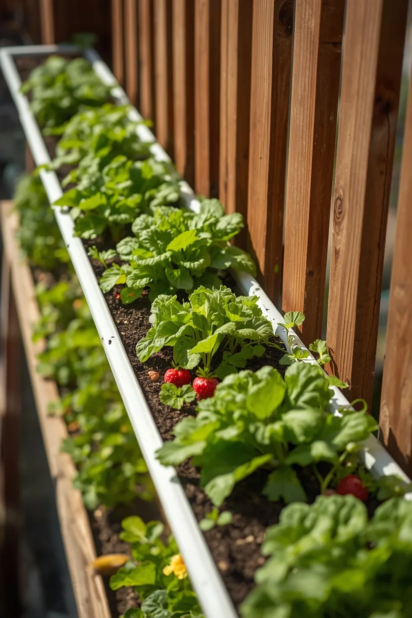 Hanging Gutter Vegetable Garden Ideas for balcony and fence space
