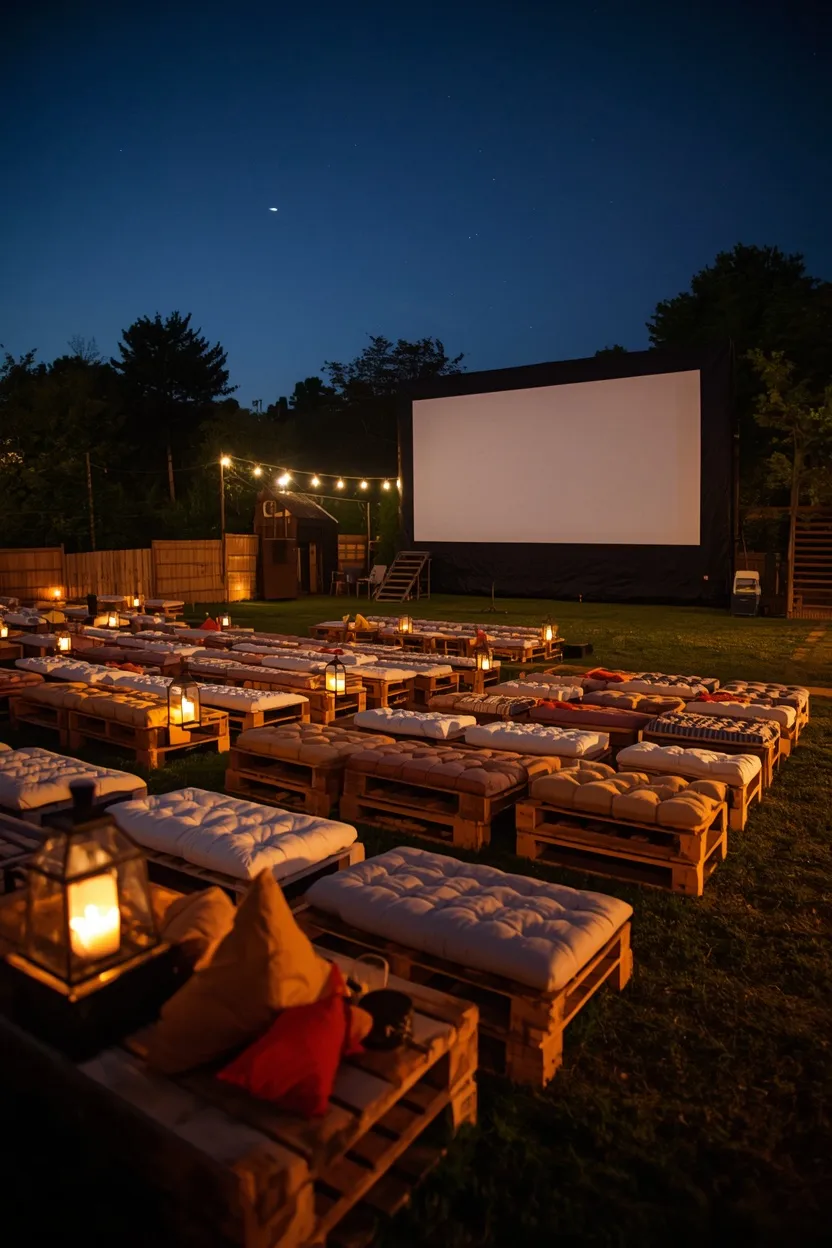Outdoor Cinema Ideas with a pergola projection setup for backyard movies