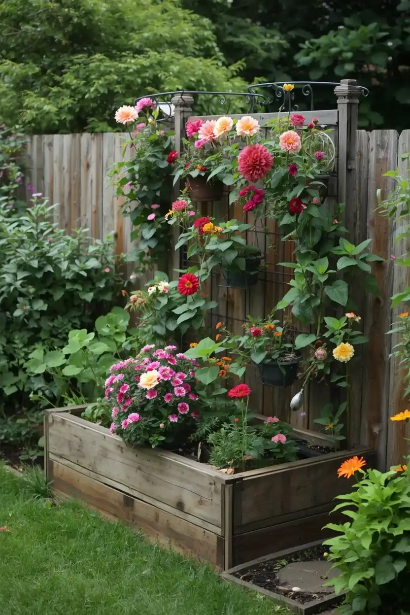 Raised Bed Cut Flower Garden Layout Ideas for small spaces using compact raised beds and vertical growing methods