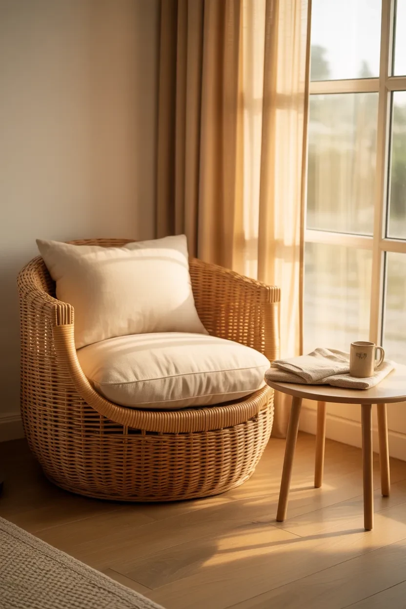 Rattan Chair Design Ideas with a swivel accent chair near a window