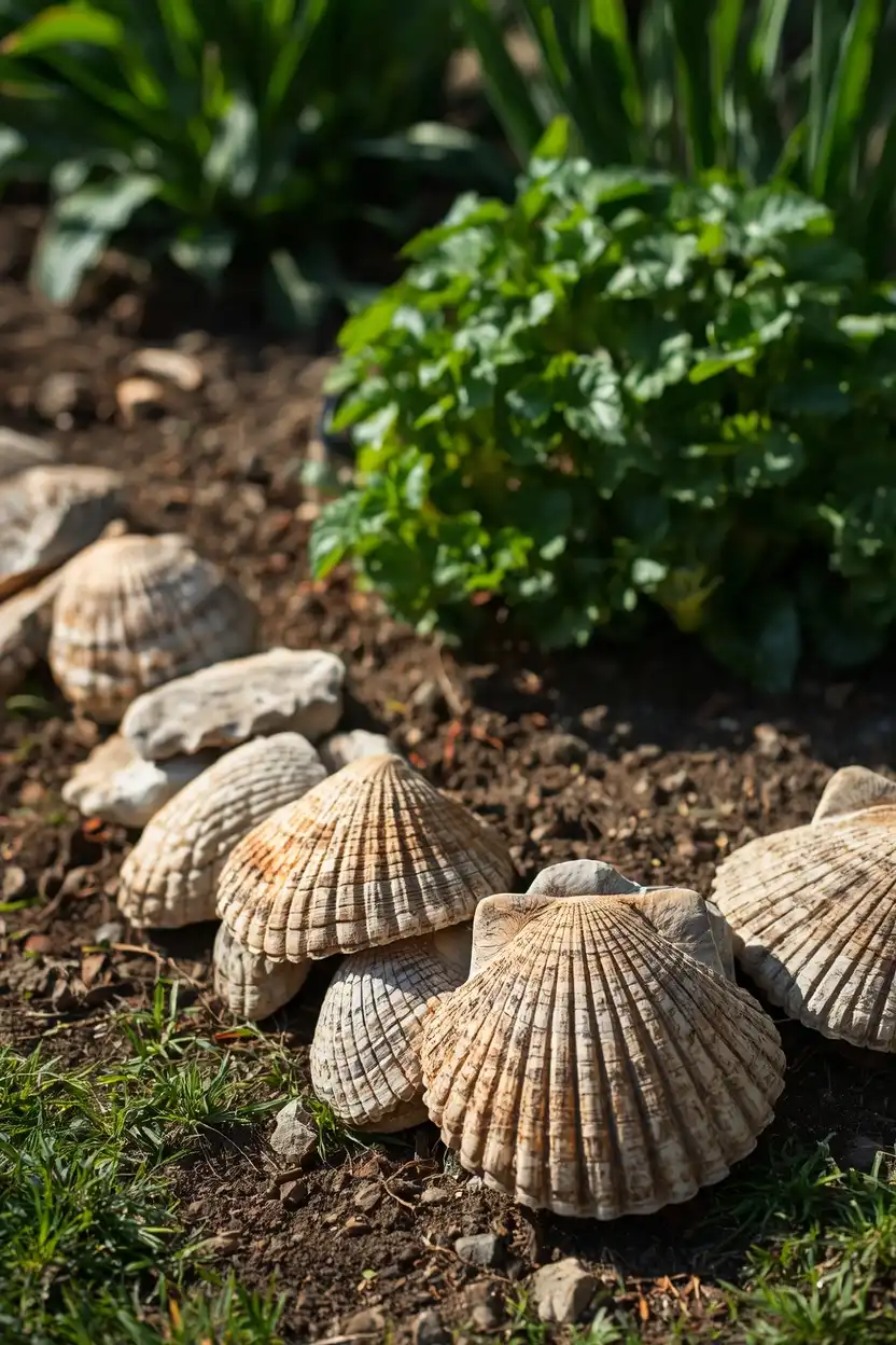 Sea Shells border edging a raised garden bed