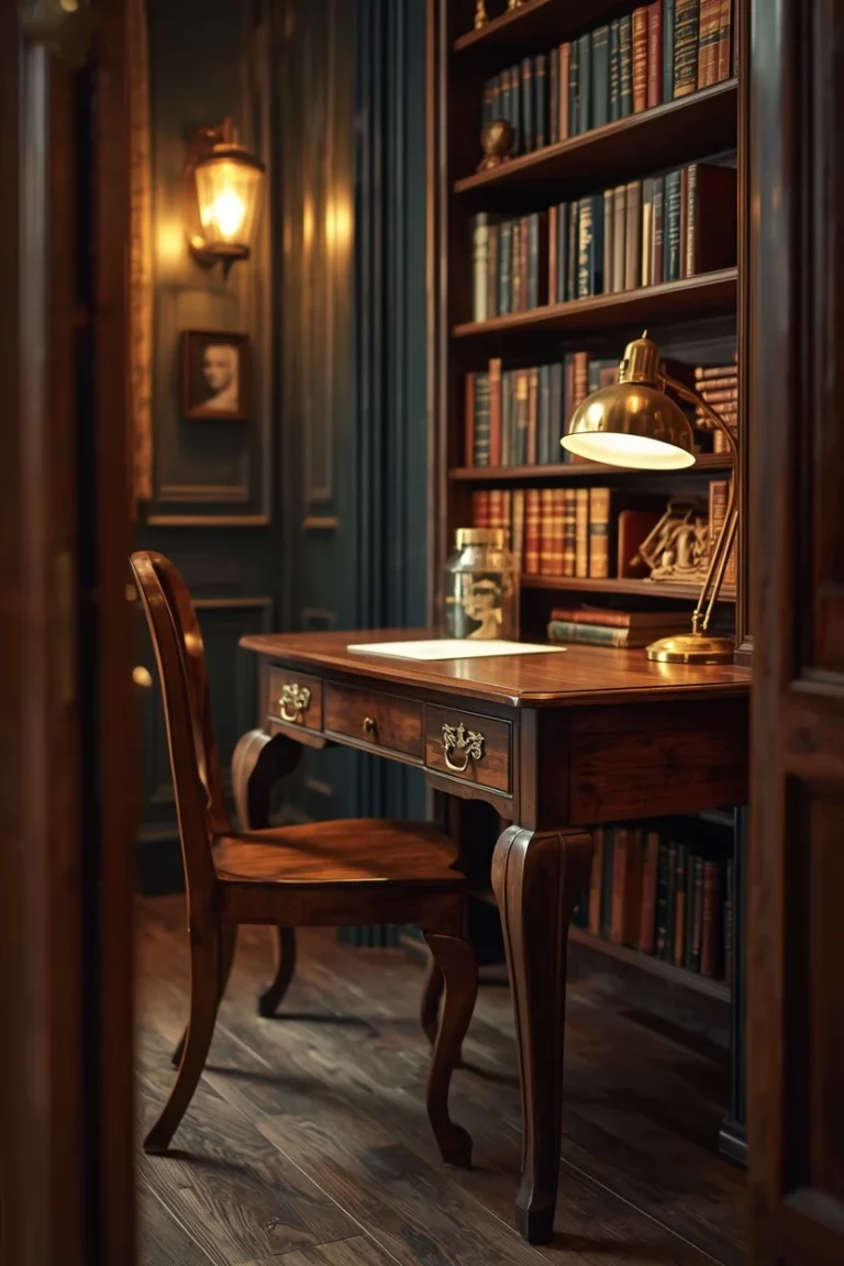Wood desk ideas vintage wood writing desk with brass hardware
