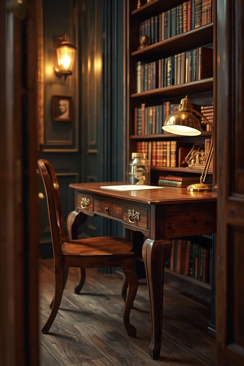 Wood desk ideas vintage wood writing desk with brass hardware