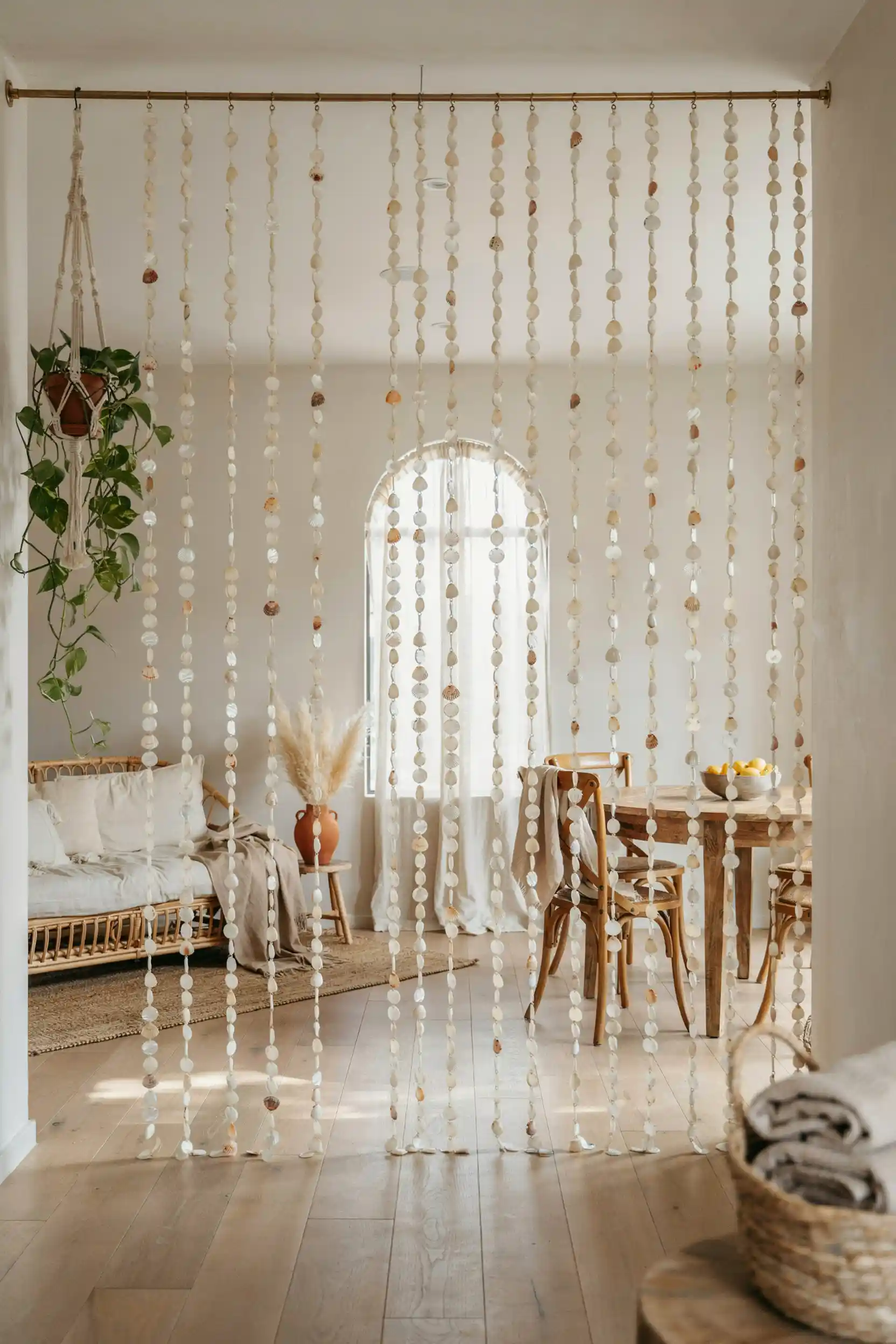 capiz shell decor ideas garland room divider creating a shimmering translucent curtain in a boho home