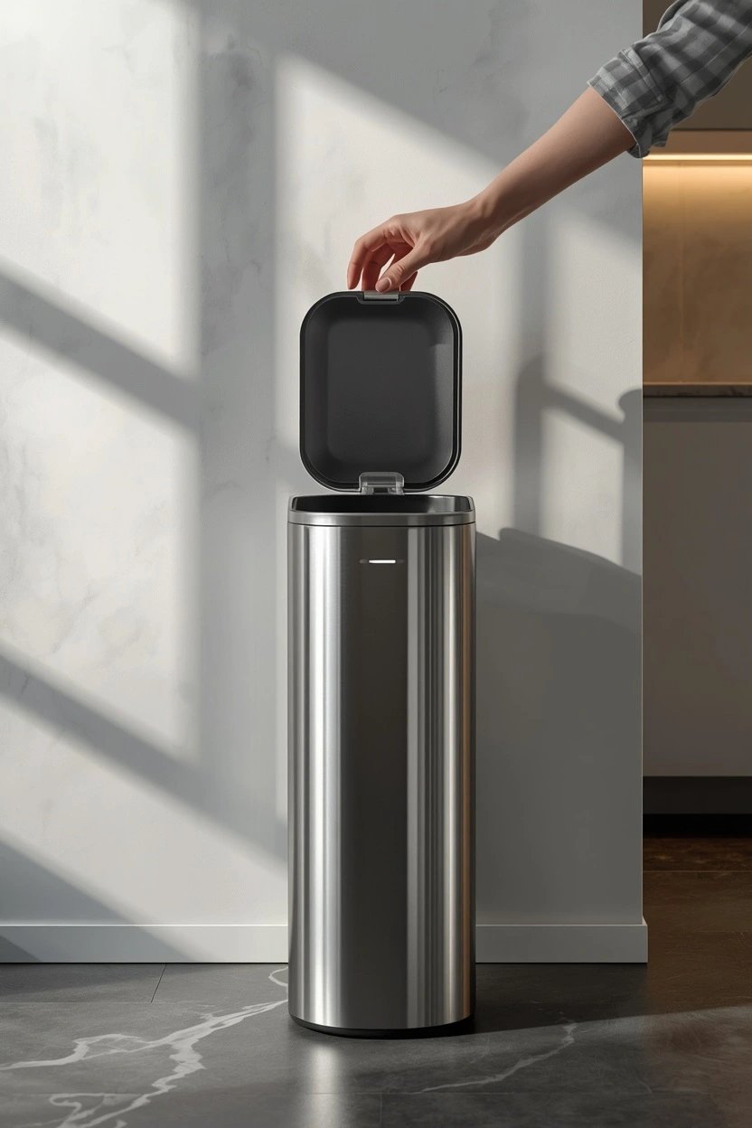 stainless steel sensor kitchen trash can ideas for modern minimalist home with touchless lid