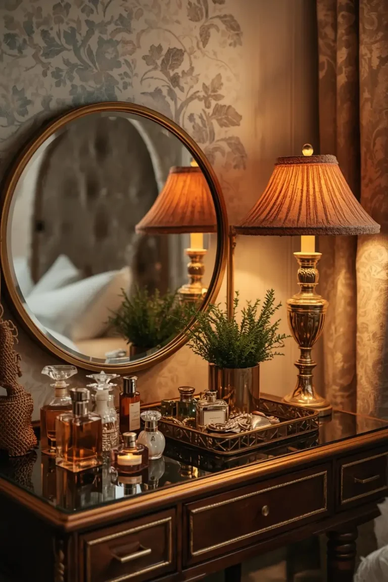 styled dressing table mirror setup in bedroom bedroom mirror design ideas