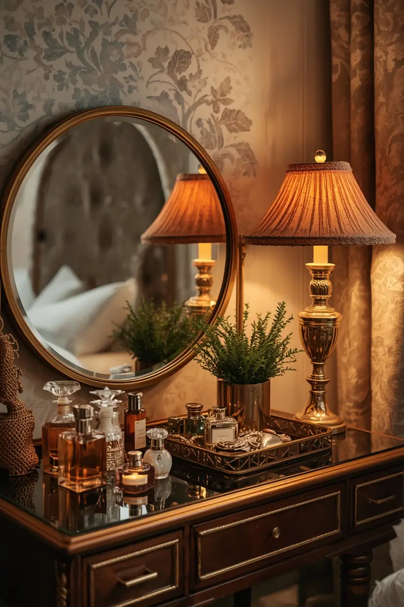 styled dressing table mirror setup in bedroom bedroom mirror design ideas