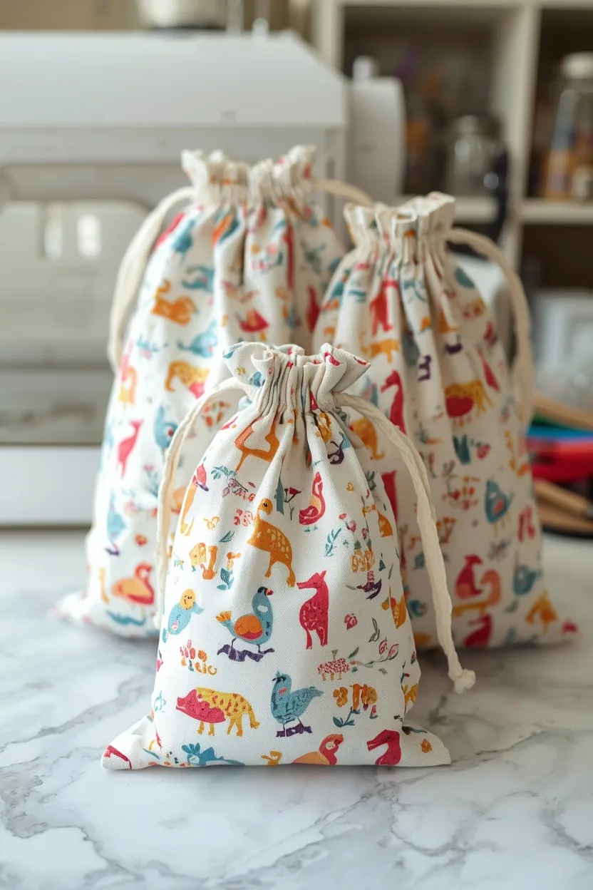 DIY Sewing Gifts Ideas nesting drawstring project bags set