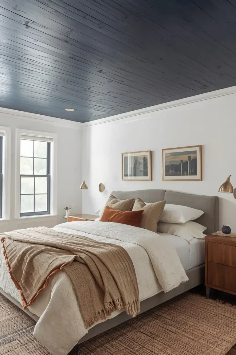 cheap wood ceiling ideas using stained plywood for a moody look